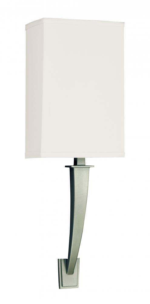 One Light Satin Nickel White Acrylic Glass Linen Shade Wall Light