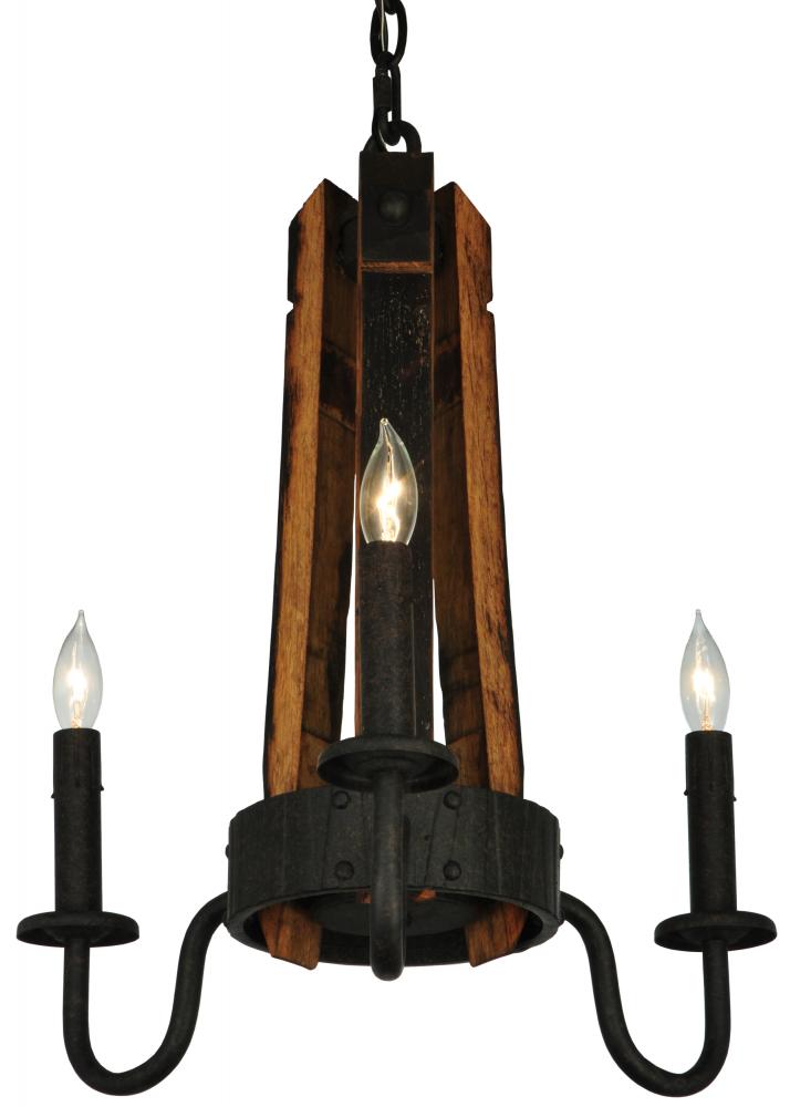 17&#34; Wide Barrel Stave Madera 3 Light Chandelier