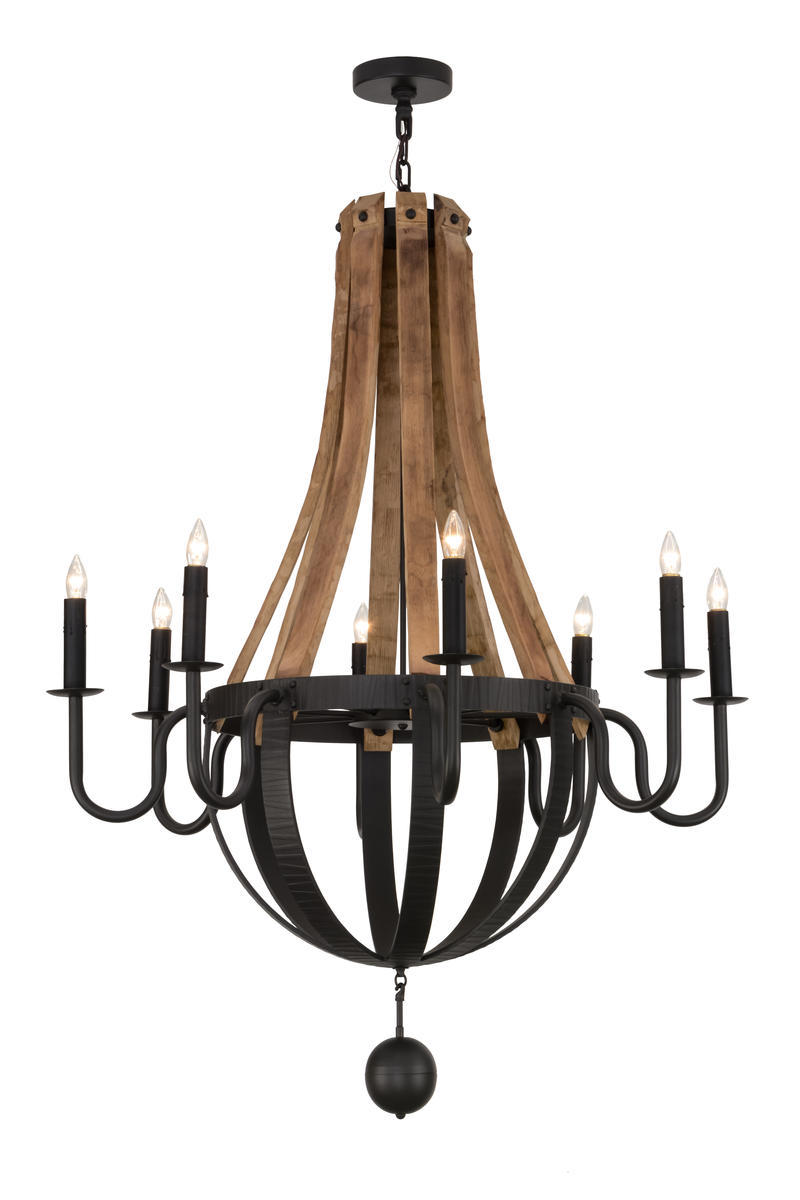 43&#34;W Barrel Stave Madera 8 LT Chandelier