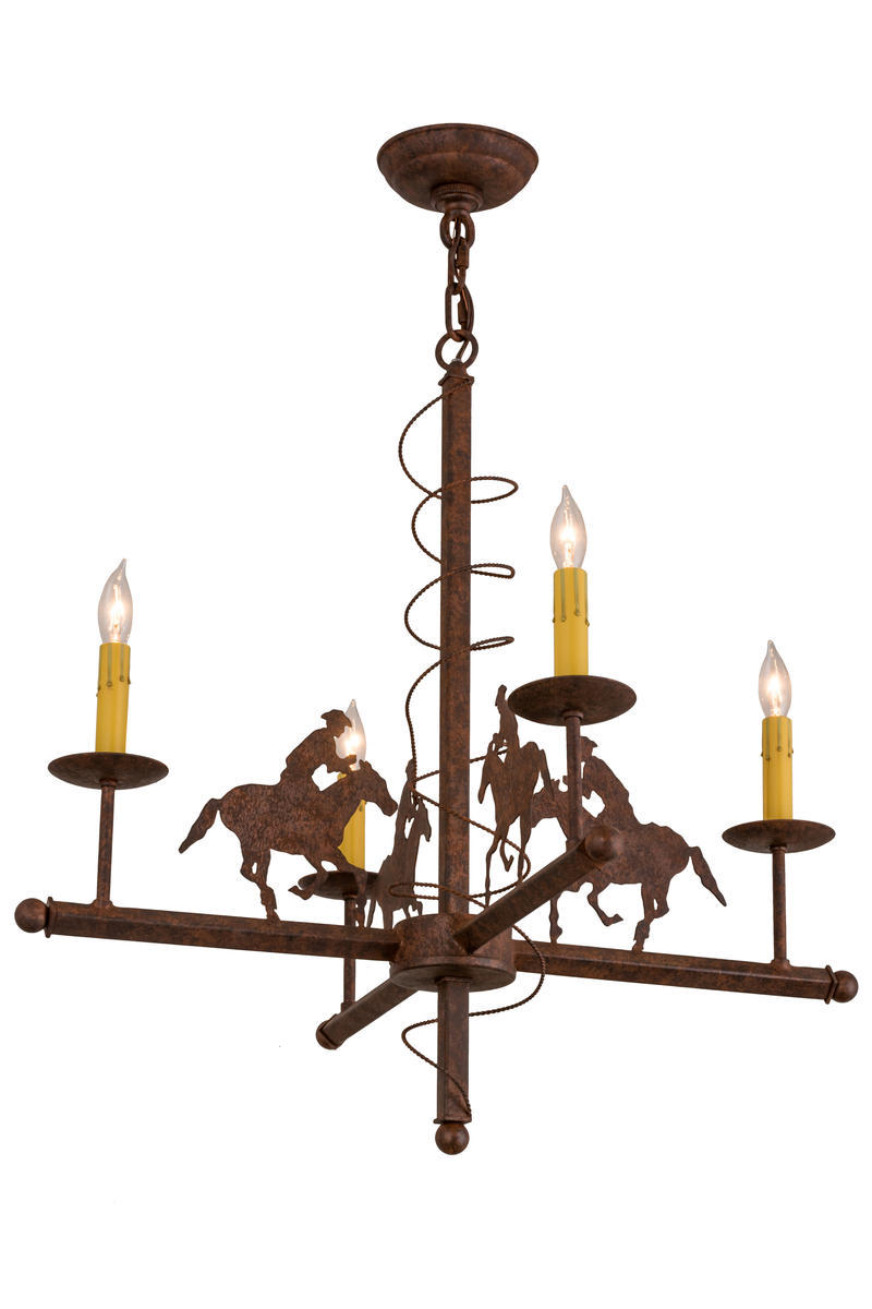 26&#34; Wide Cowboy 4 Light Chandelier