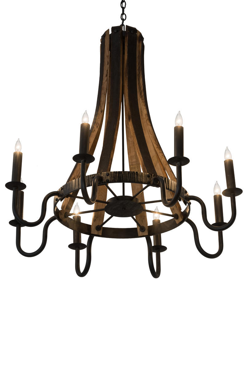 43&#34; Wide Barrel Stave Madera 8 Light Chandelier