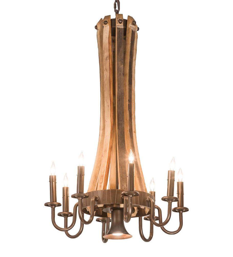 20&#34; Wide Barrel Stave Madera 8 LT Chandelier