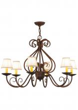 2nd Avenue Designs White 149663 - 36"W Jenna 6 LT W/Fabric Shades Chandelier