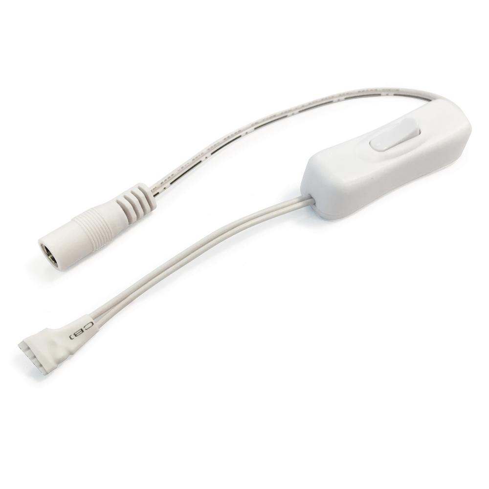 11&#34; Power Line Interconnector w/Switch for 24V Standard & Side-Lit Tape Light, White