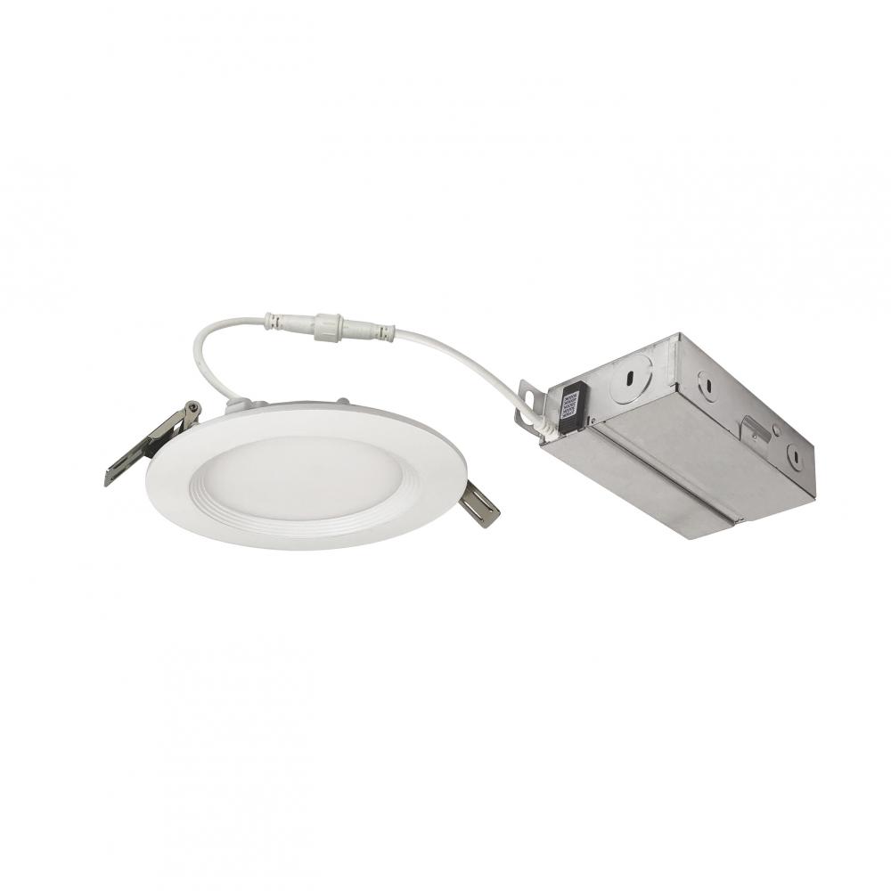 4&#34; E-Series FLIN Round LED Downlight Selectable 5CCT, Matte Powder White Finish, 120V Triac/ELV