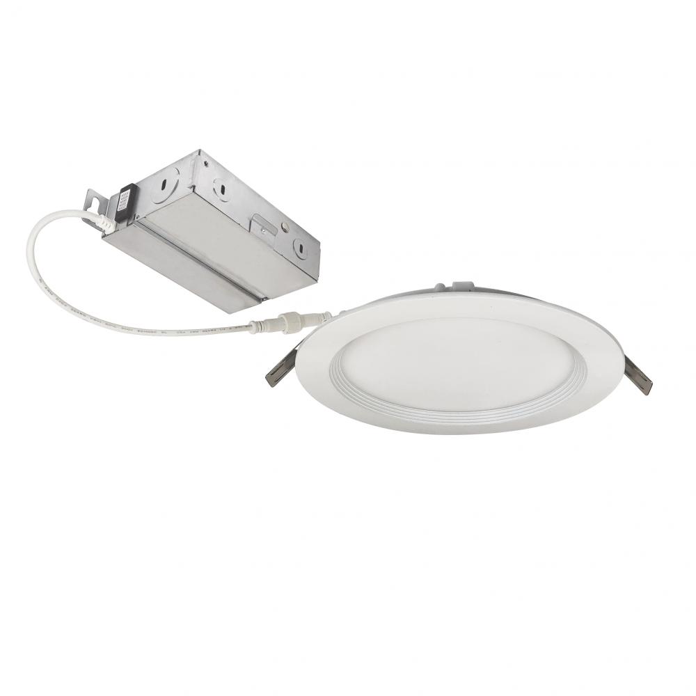 6&#34; FLIN Round Wafer LED Downlight with Selectable CCT, Matte Powder White Finish, 120-277V