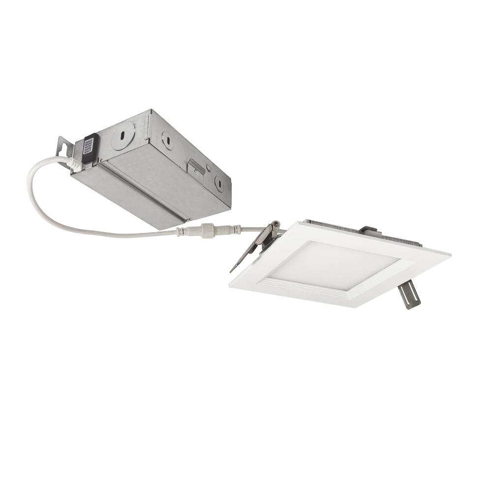 4&#34; E-Series FLIN Square LED Downlight Selectable 5CCT, Matte Powder White Finish, 120V Triac/ELV