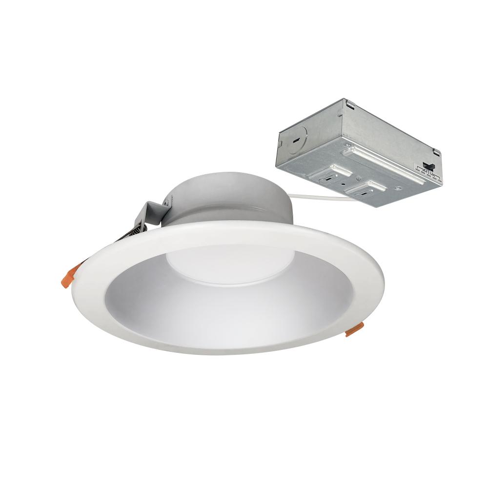 8&#34; Theia LED Downlight with Selectable CCT, 120-277V 0-10V, Haze/Matte Powder White Finish