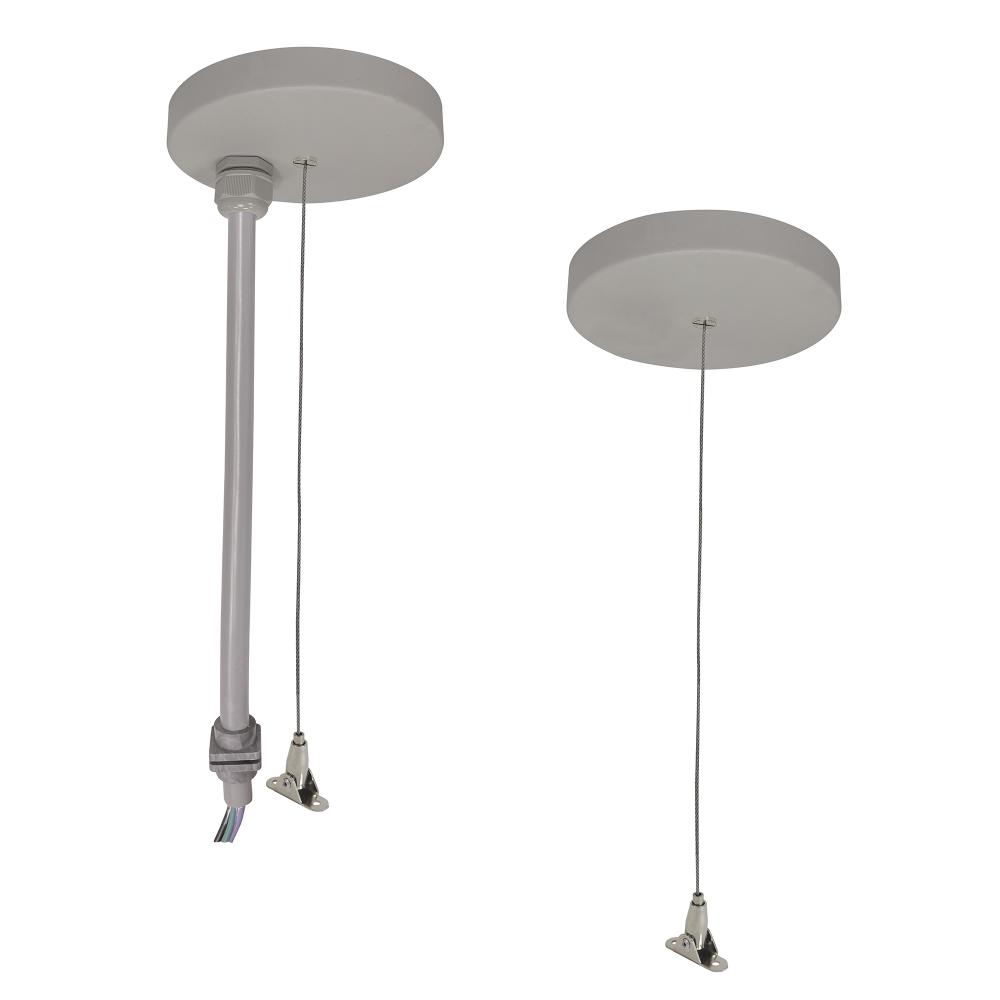 20&#39; Pendant & Power Mounting Kit for NLUD Series, Aluminum Finish, wired for EM