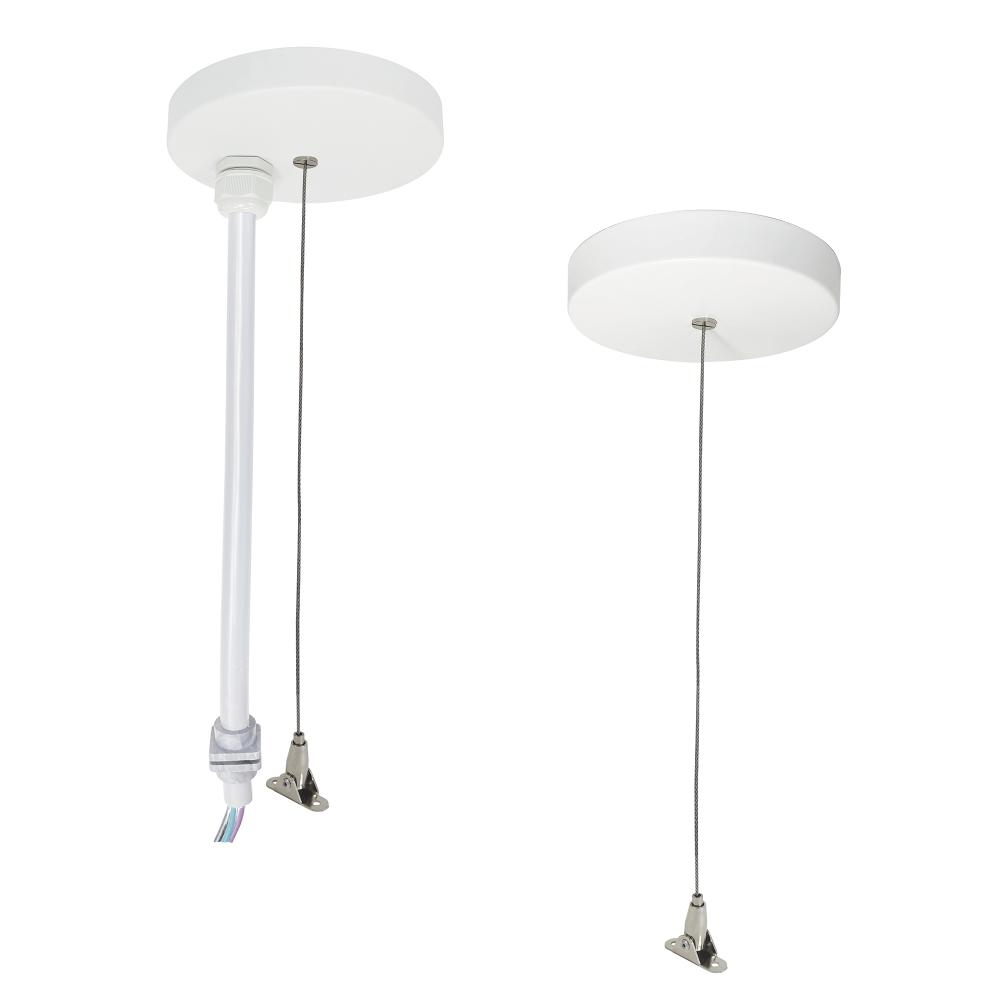 20&#39; Pendant Power & Aircraft Mounting Kit for NLUD Series, White Finish, wired for EM