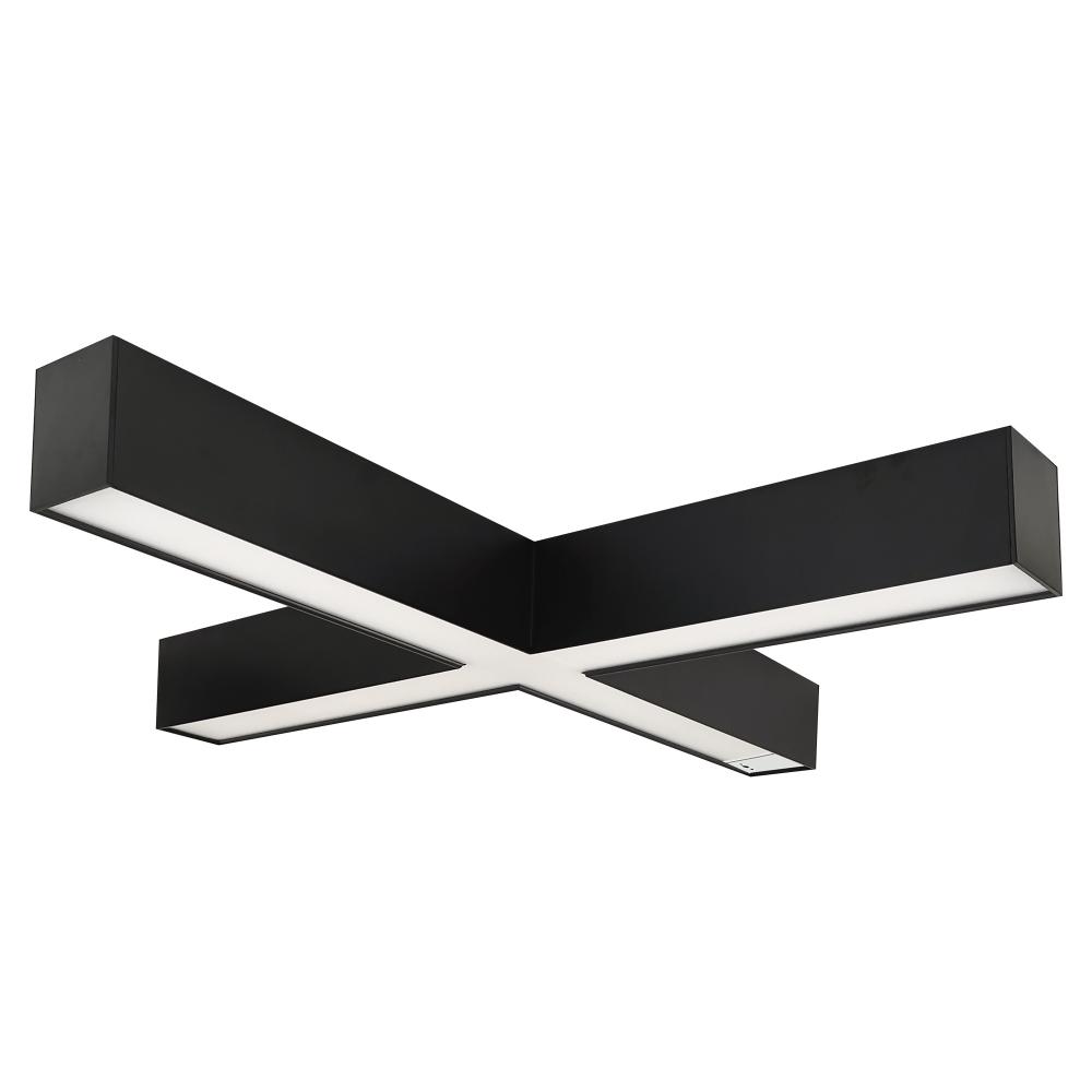 &#34;X&#34; Shaped L-Line LED Indirect/Direct Linear, 6028lm / Selectable CCT, Black finish, with