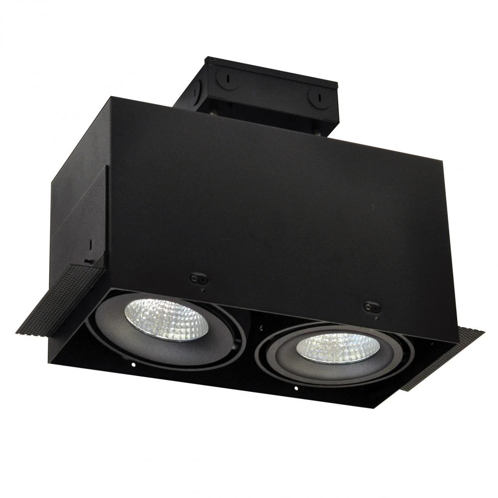 LED Trimless 2-Head MLS Housing, 30W / 2100lm per Head, 3500K, 16-Degrees Spot, Black, 120-277V