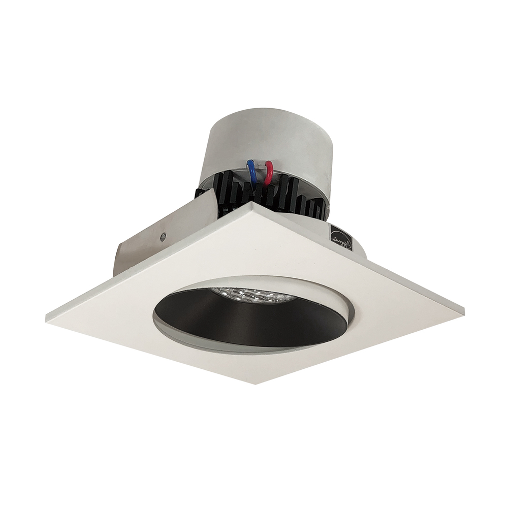 4&#34; Pearl LED Square Adjustable Cone Retrofit, 800lm / 12W, Comfort Dim, Black Reflector / White