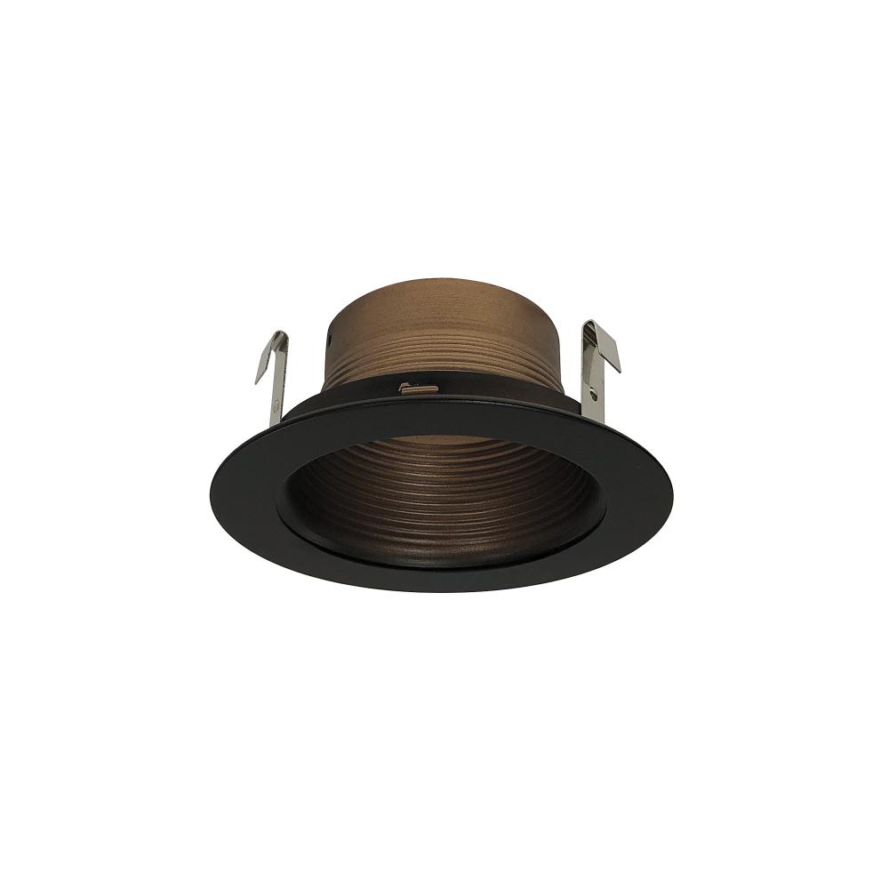 4&#34; Bronze Stepped Metal Baffle Trim w/ Bronze Metal Ring