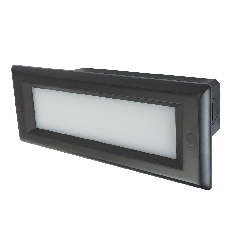 Brick Die-Cast LED Step Light w/ Frosted Lens Face Plate, 44lm, 3W, 3000K, Bronze, 120-277V