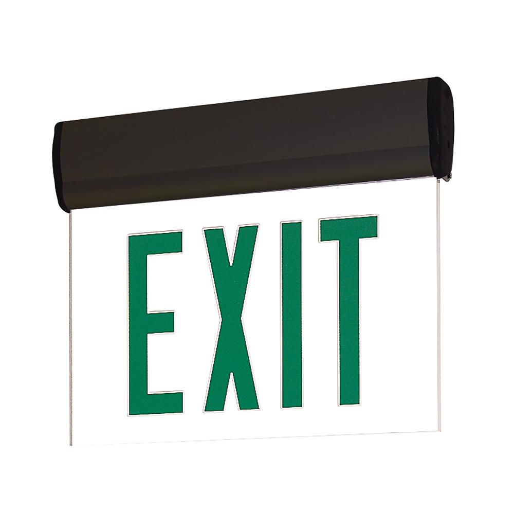 Surface Adjustable LED Edge-Lit Exit Sign, AC Only, 6&#34; Green Letters, Single Face / Mirrored