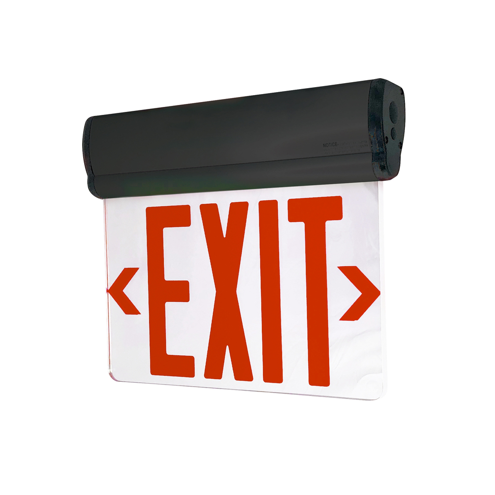 Surface Adjustable LED Edge-Lit Exit Sign, 2 Circuit, 6&#34; Red Letters, Single Face / Mirrored