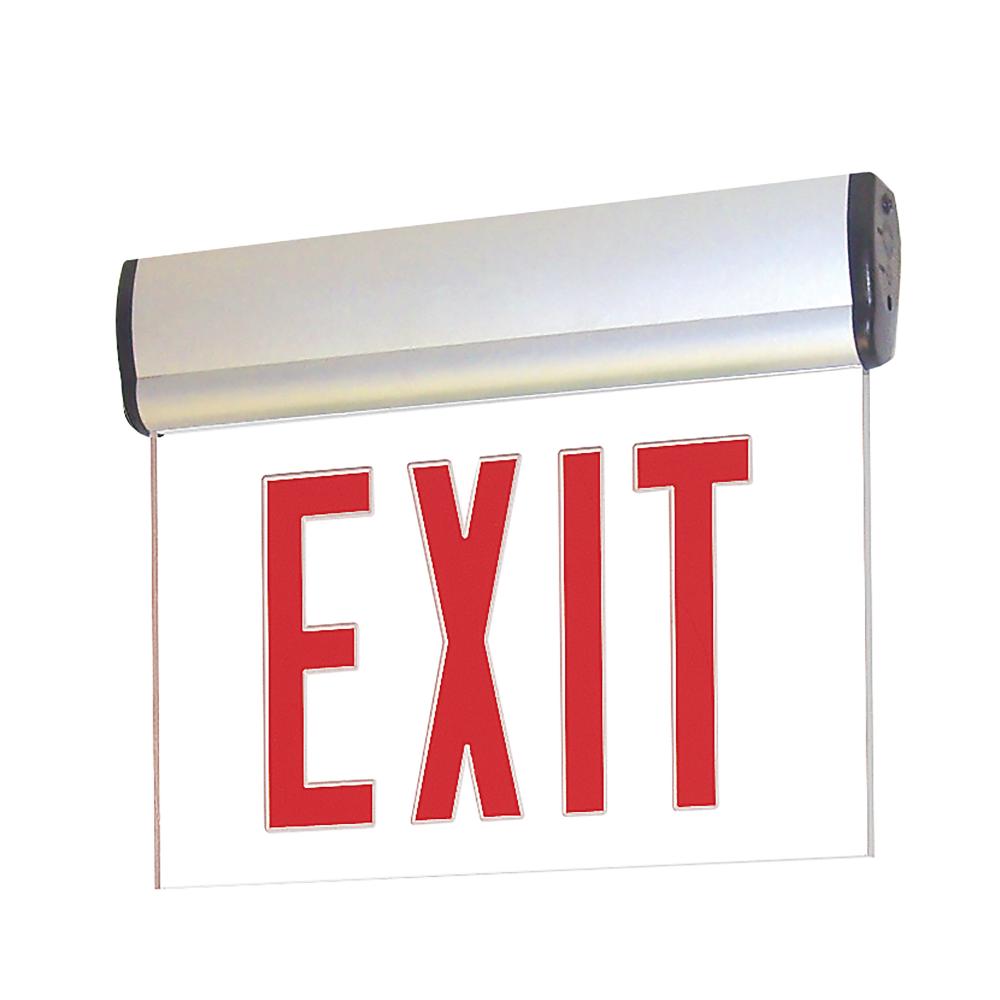 Surface Adjustable LED Edge-Lit Exit Sign, 2 Circuit, 6&#34; Red Letters, Single Face / Clear