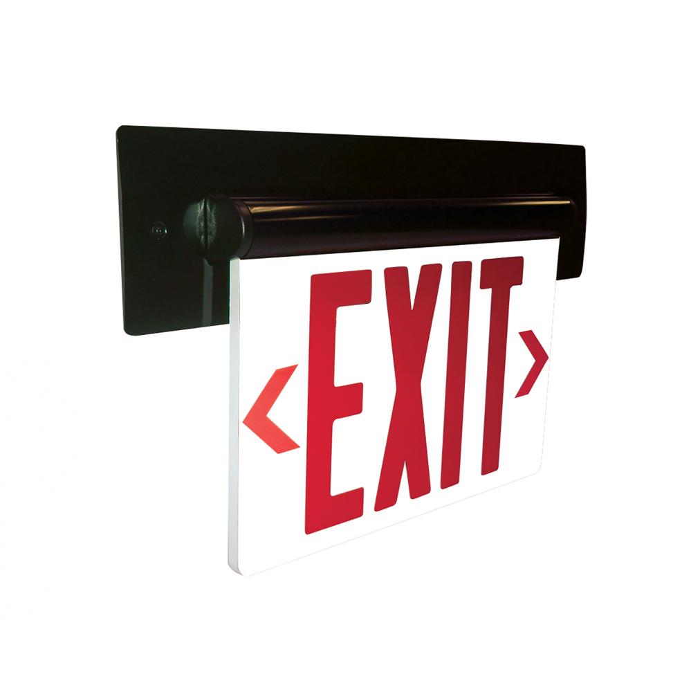 Recessed Adjustable LED Edge-Lit Exit Sign, AC Only, 6&#34; Red Letters, Single Face / Mirrored