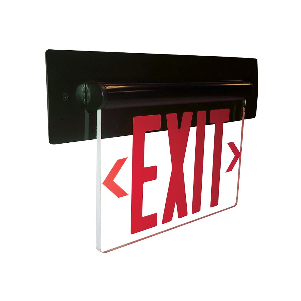 Recessed Adjustable LED Edge-Lit Exit Sign, AC Only, 6&#34; Red Letters, Single Face / Clear