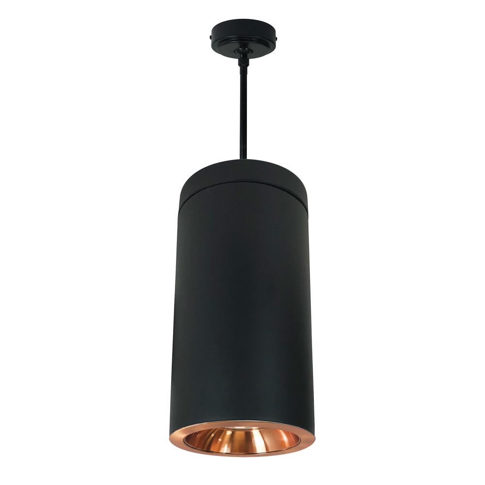 6&#34; Cobalt Pendant Mount Cylinder, Black, 1000L, 3000K, Copper /Copper Reflector, 120V Triac/ELV