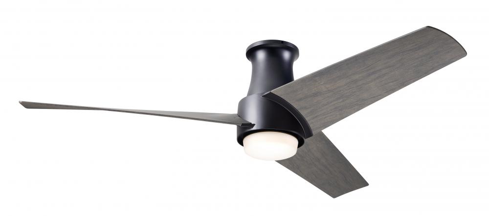 Ambit Flush DC Fan- Matte Black Finish; 56&#34; Graywash Blades; 17W LED (Matte Black Trim)