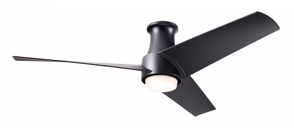 Ambit Flush DC Fan- Matte Black Finish; 56&#34; Matte Black Blades; 17W LED (Matte Black Trim)