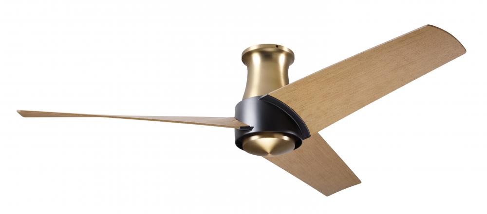 Ambit Flush DC Fan- Satin Brass/Matte Black Finish; 56" Maple Blades; No Light; Wall Control