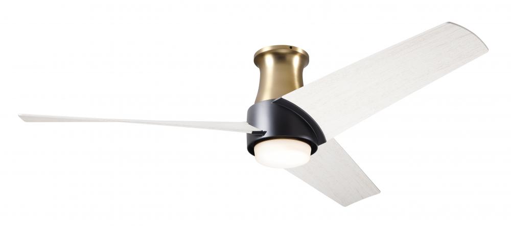 Ambit Flush DC Fan- Satin Brass/Matte Black Finish; 56&#34; Whitewash Blades; 17W LED