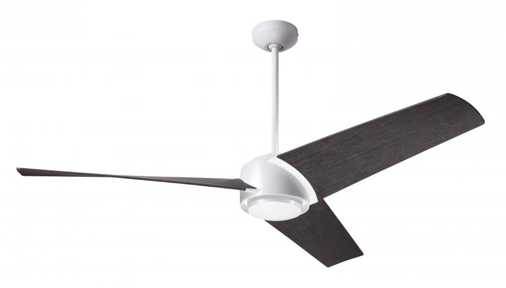 Ambit DC Fan- Matte White Finish; 56&#34; Ebony Blades; No Light; Wall/Remote Combo Control