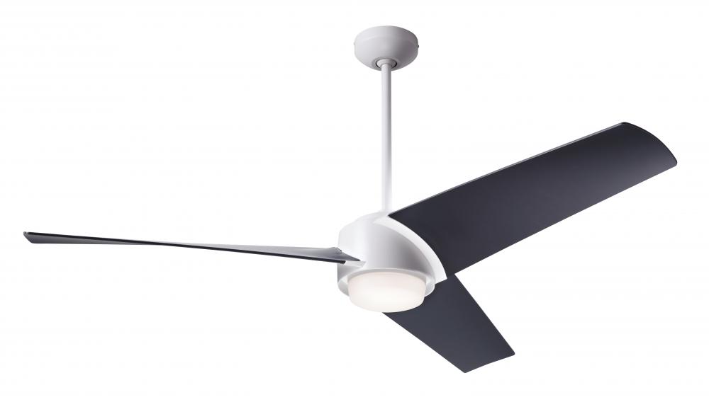 Ambit DC Fan- Matte White Finish; 56&#34; Matte Black Blades; 17W LED (Matte White Trim)