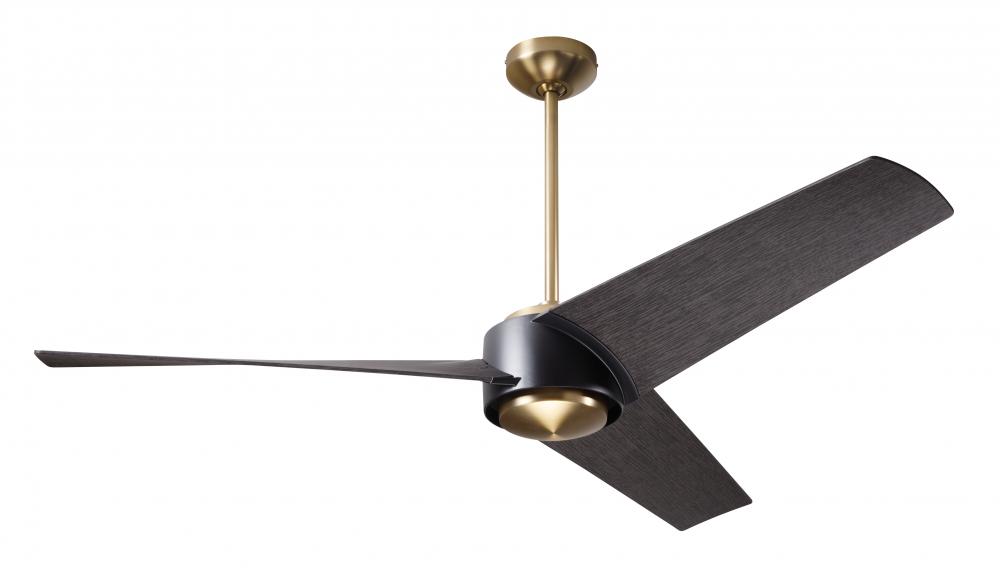 Ambit DC Fan- Satin Brass/Matte Black Finish; 56&#34; Ebony Blades; No Light