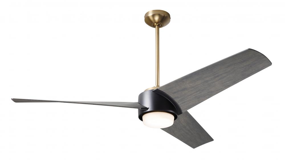 Ambit DC Fan- Satin Brass/Matte Black Finish; 56&#34; Graywash Blades; 17W LED (Satin Brass Trim)