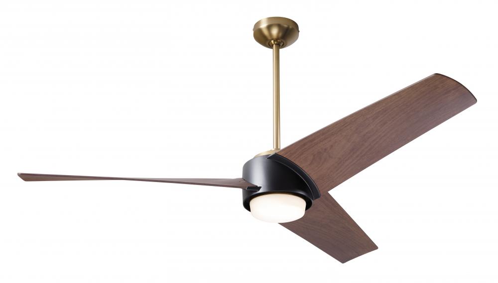 Ambit DC Fan- Satin Brass/Matte Black Finish; 56&#34; Mahogany Blades; 17W LED (Satin Brass Trim)