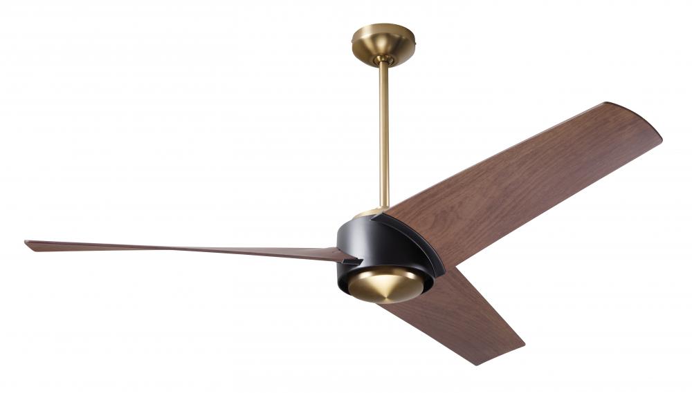 Ambit DC Fan- Satin Brass/Matte Black Finish; 56" Mahogany Blades; No Light; Wall Control