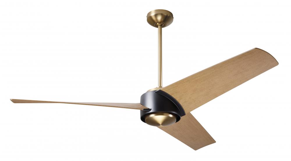Ambit DC Fan- Satin Brass/Matte Black Finish; 56&#34; Maple Blades; No Light; Wall Control