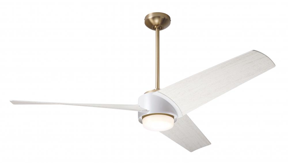 Ambit DC Fan- Satin Brass/Matte White Finish; 56&#34; Whitewash Blades; 17W LED (Satin Brass Trim)