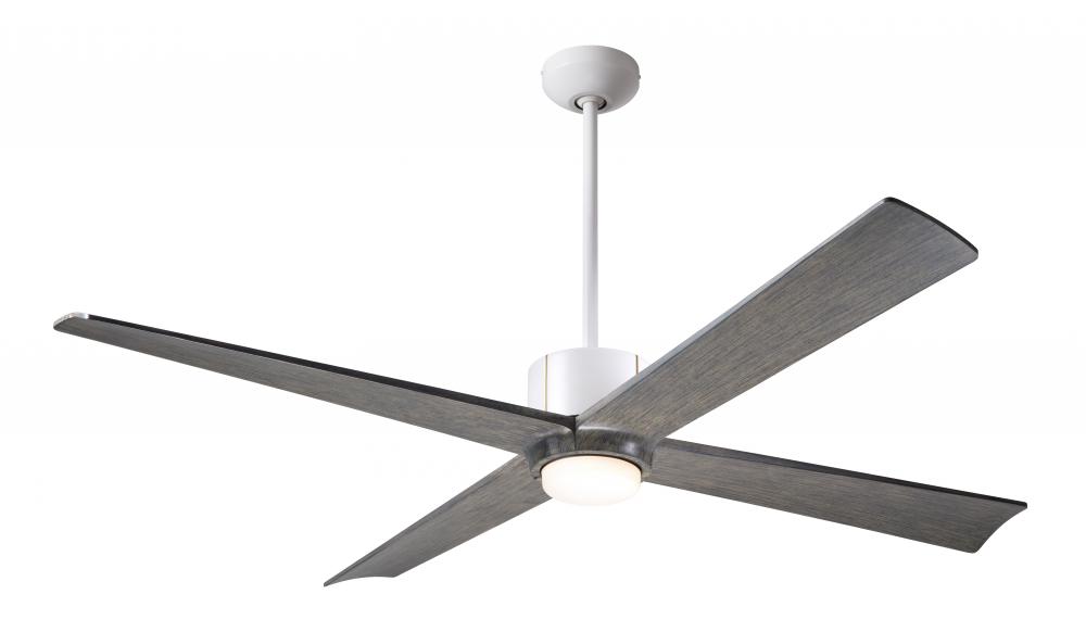 Nouveau DC Fan; Matte White Finish w/ Brass; 56&#34; Graywash Blades; 17W LED