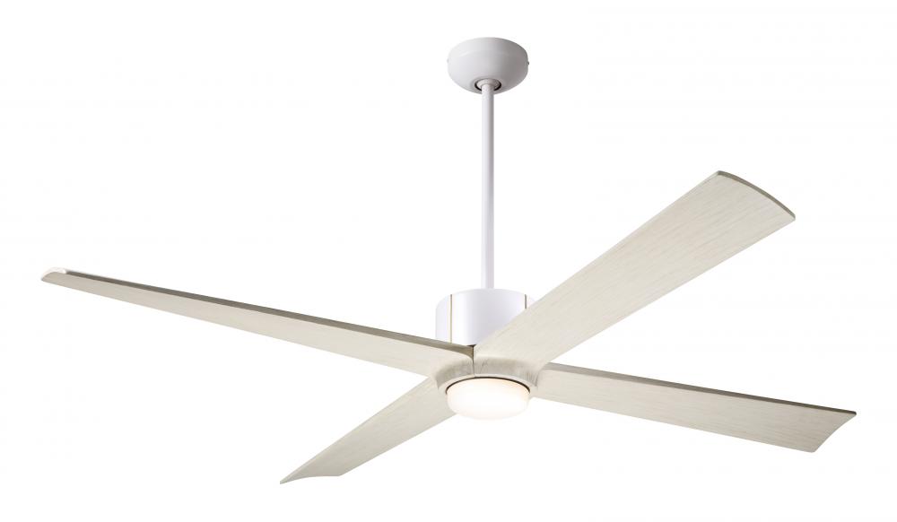 Nouveau DC Fan; Matte White Finish w/ Brass; 56&#34; Whitewash Blades; 17W LED; Wall Control