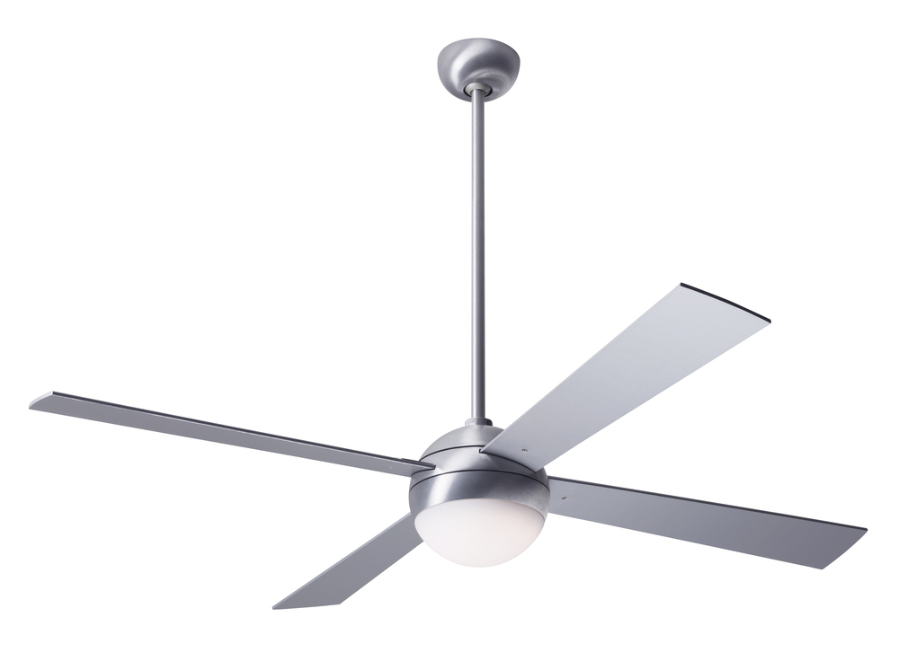 Ball Fan; Brushed Aluminum Finish; 42&#34; White Blades; 20W LED; Handheld Remote Control (2-wire)