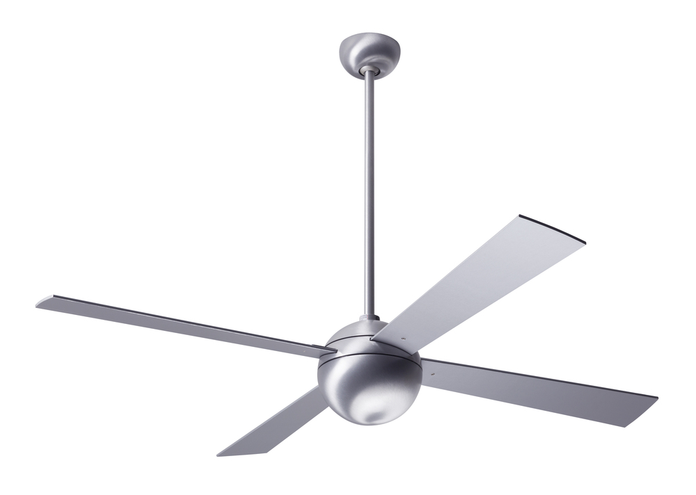 Ball Fan; Brushed Aluminum Finish; 42&#34; White Blades; No Light; Handheld Remote Control (2-wire)