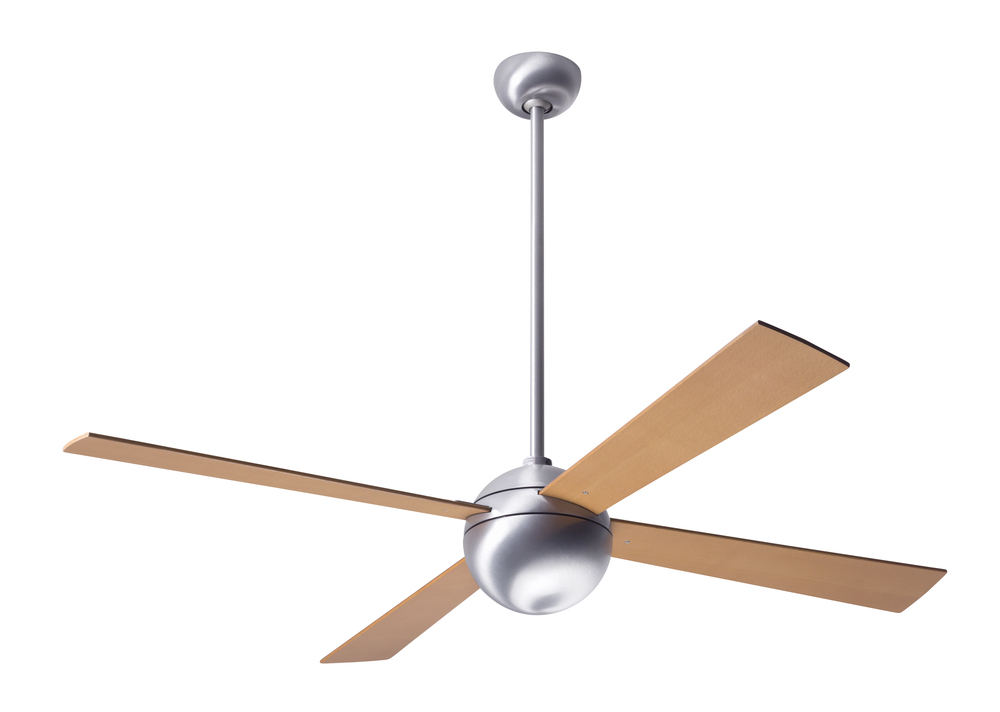 Ball Fan; Brushed Aluminum Finish; 52&#34; Maple Blades; No Light; Handheld Remote Control (2-wire)