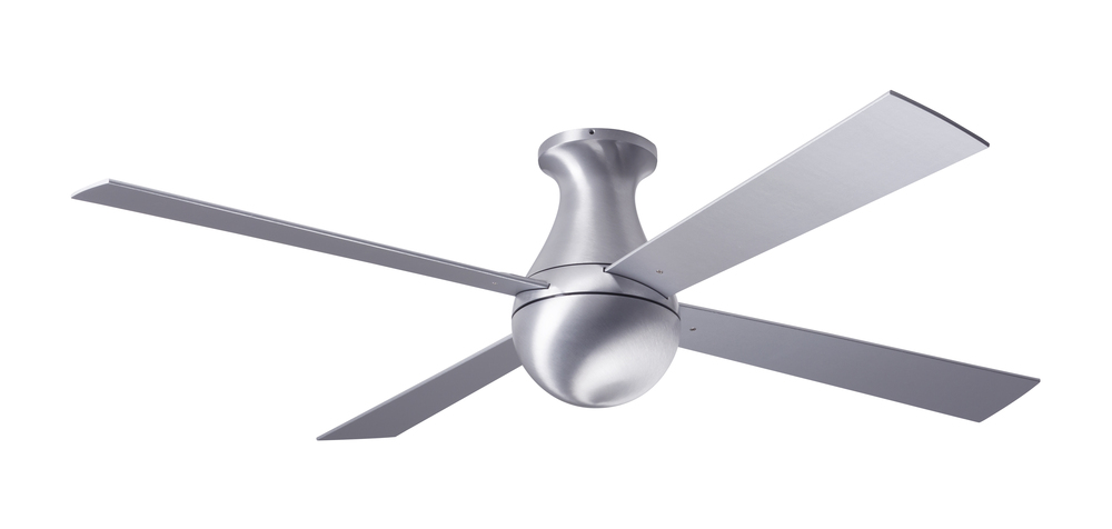 Ball Flush Fan; Brushed Aluminum Finish; 42&#34; White Blades; No Light; Wall Control with Remote Ha