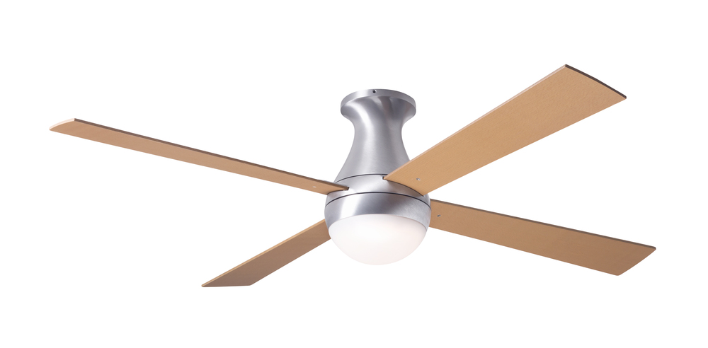 Ball Flush Fan; Brushed Aluminum Finish; 42&#34; Maple Blades; 20W LED; Fan Speed and Light Control