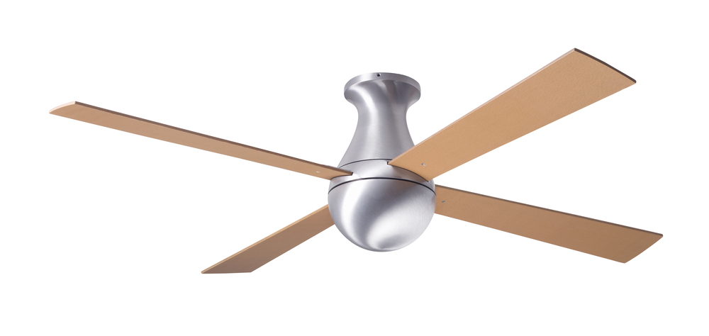 Ball Flush Fan; Brushed Aluminum Finish; 42&#34; Maple Blades; No Light; Fan Speed and Light Control