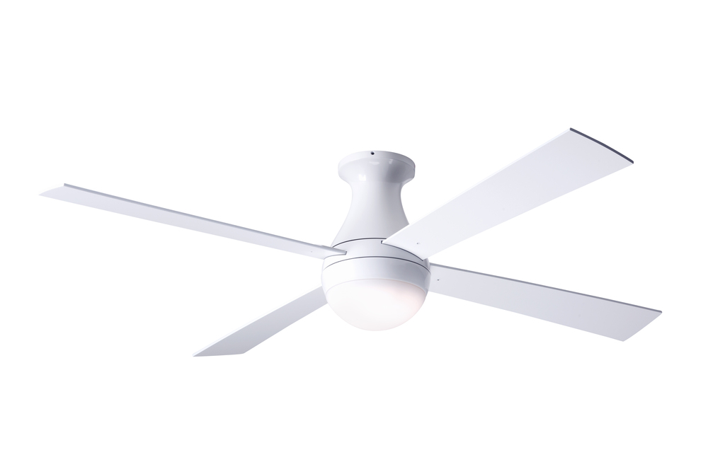 Ball Flush Fan; Gloss White Finish; 42&#34; White Blades; 20W LED; Wall Control with Remote Handset