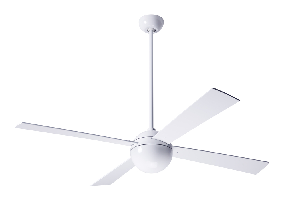 Ball Fan; Gloss White Finish; 42&#34; White Blades; No Light; Fan Speed and Light Control (2-wire)