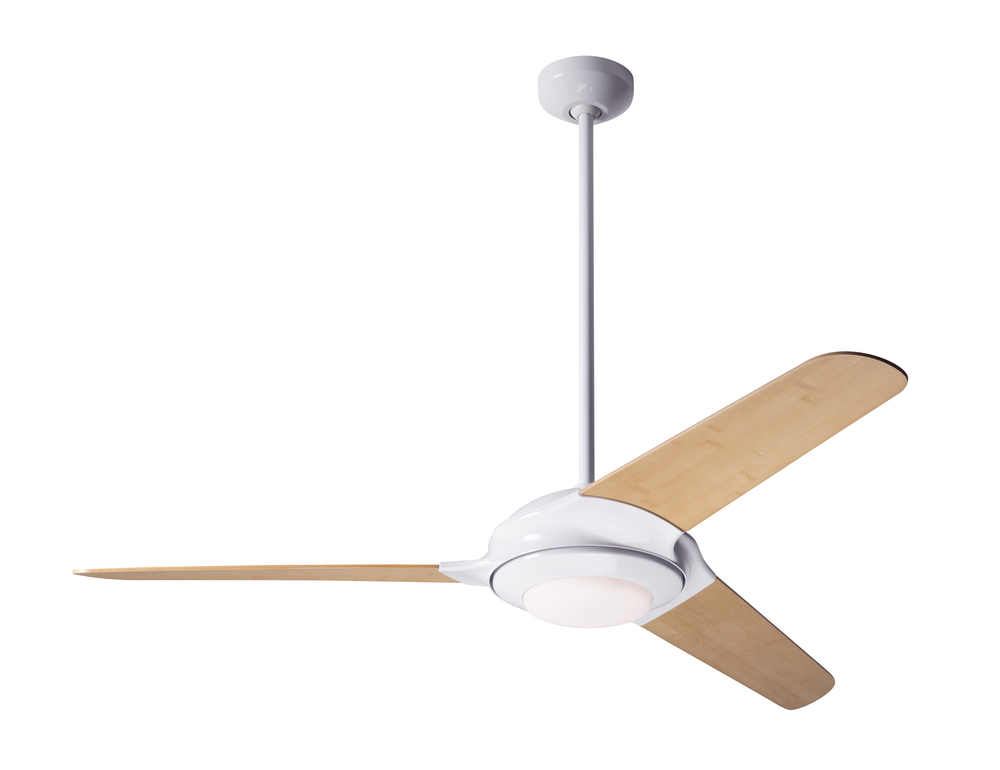 Flow Fan; Gloss White Finish; 52&#34; Nickel Blades; 20W LED; Fan Speed and Light Control (3-wire)