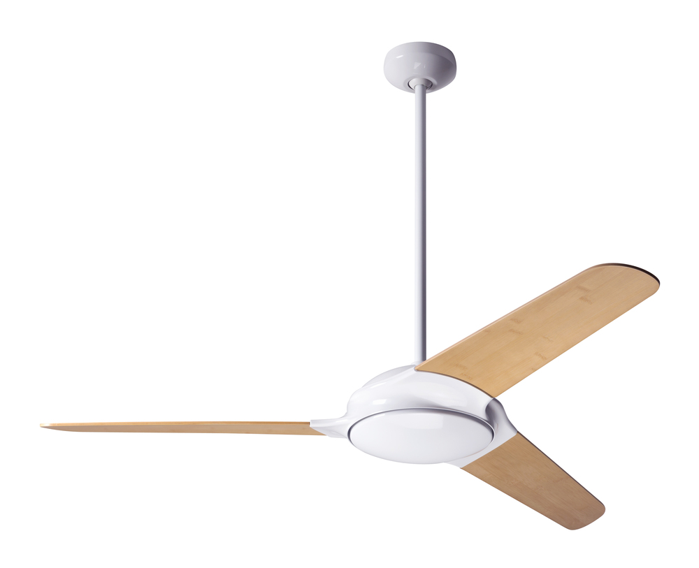 Flow Fan; Gloss White Finish; 52&#34; Bamboo Blades; No Light; Fan Speed and Light Control (3-wire)
