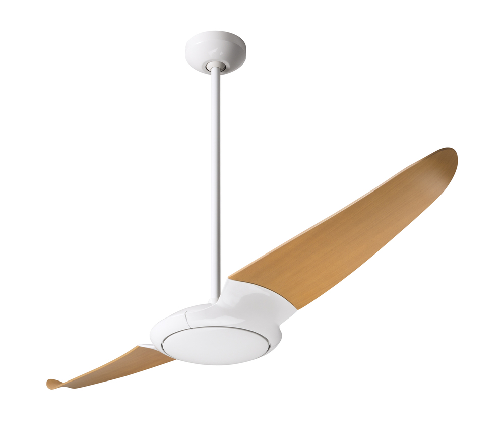 IC/Air (2 Blade ) Fan; Gloss White Finish; 56&#34; Maple Blades; No Light; Wall Control